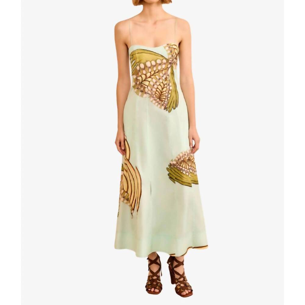 NEW ULLA JOHNSON vesela cami midi dress in water blossoms